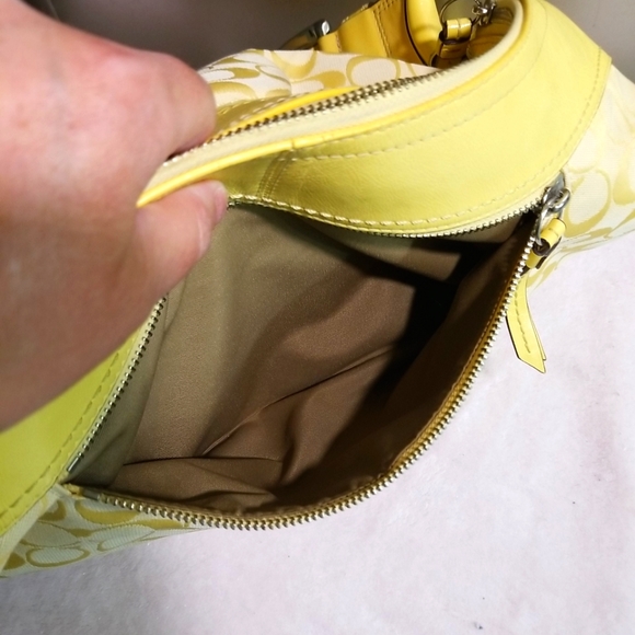 Coach Soho F13741 Pleated Yellow Signature C Jacquard/Leather Hobo Shoulder Bag - Picture 9 of 12
